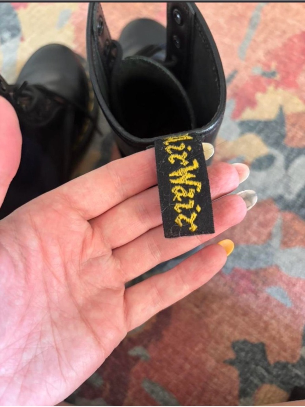 Dr. Martens Black Leather Lace-Up Boots with Yellow Stitching - Picture 8 of 8